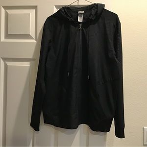 Champion black lightweight zip front hooded jacket. Size L See through. …